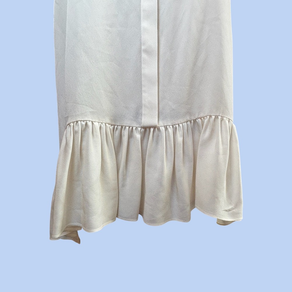 Peplum Ruffle Diane von Furstenberg Sleeveless Luxury Designer Silk Blouse L - Picture 5 of 10
